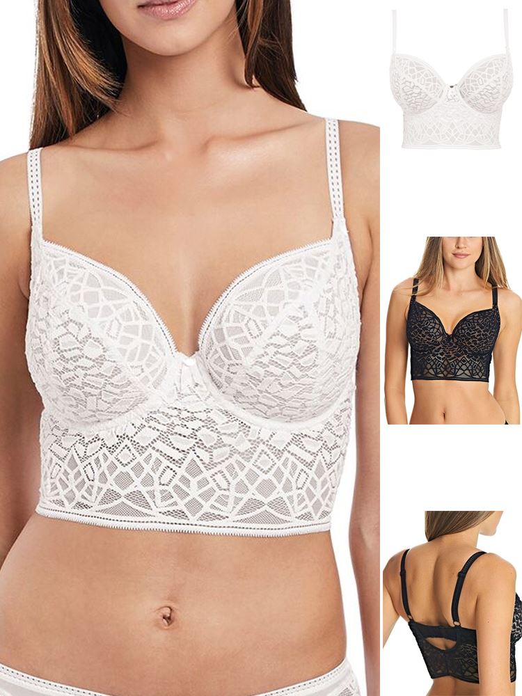 Cotton On Seamless Lace Longline Padded Bralette in White