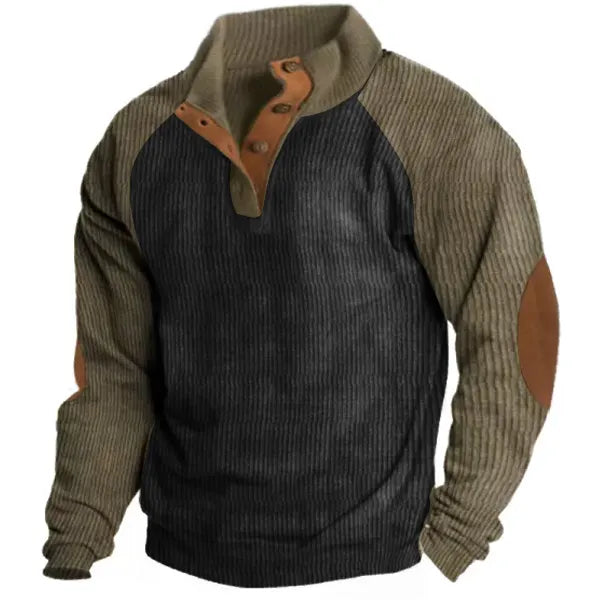 Men's Outdoor Raglan Sleeves Casual Stand Collar Sweatshirt 