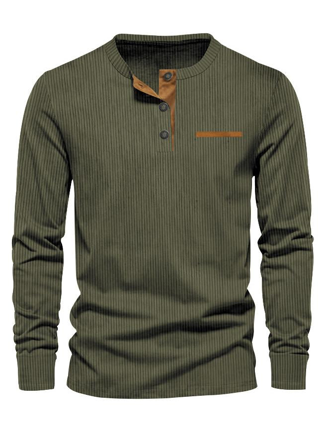Christmas 70% OFF-Men's Casual Corduroy Long Sleeve Button Down Henley