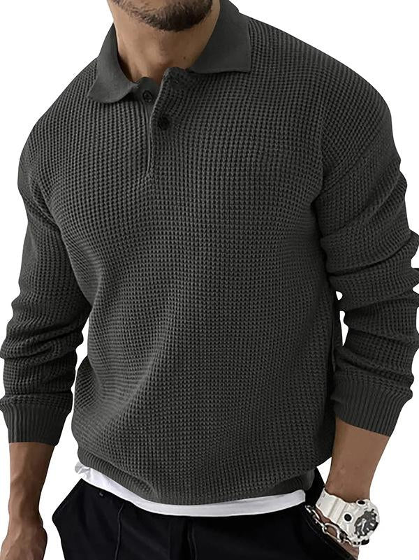 Christmas 70% OFF- Men's V-neck Basic Solid Color Fashionable Long-sleeved Polo Sweater