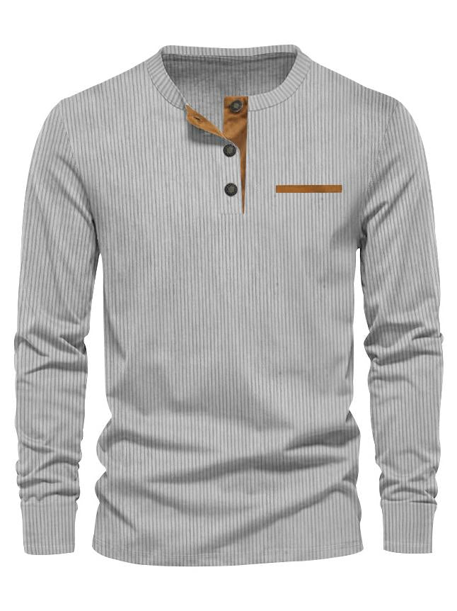 Christmas 70% OFF-Men's Casual Corduroy Long Sleeve Button Down Henley