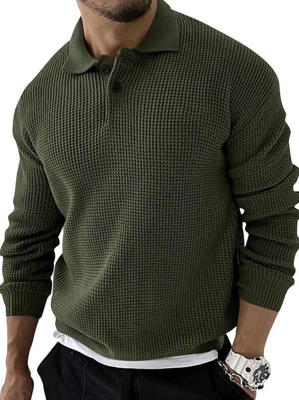 Christmas 70% OFF- Men's V-neck Basic Solid Color Fashionable Long-sleeved Polo Sweater