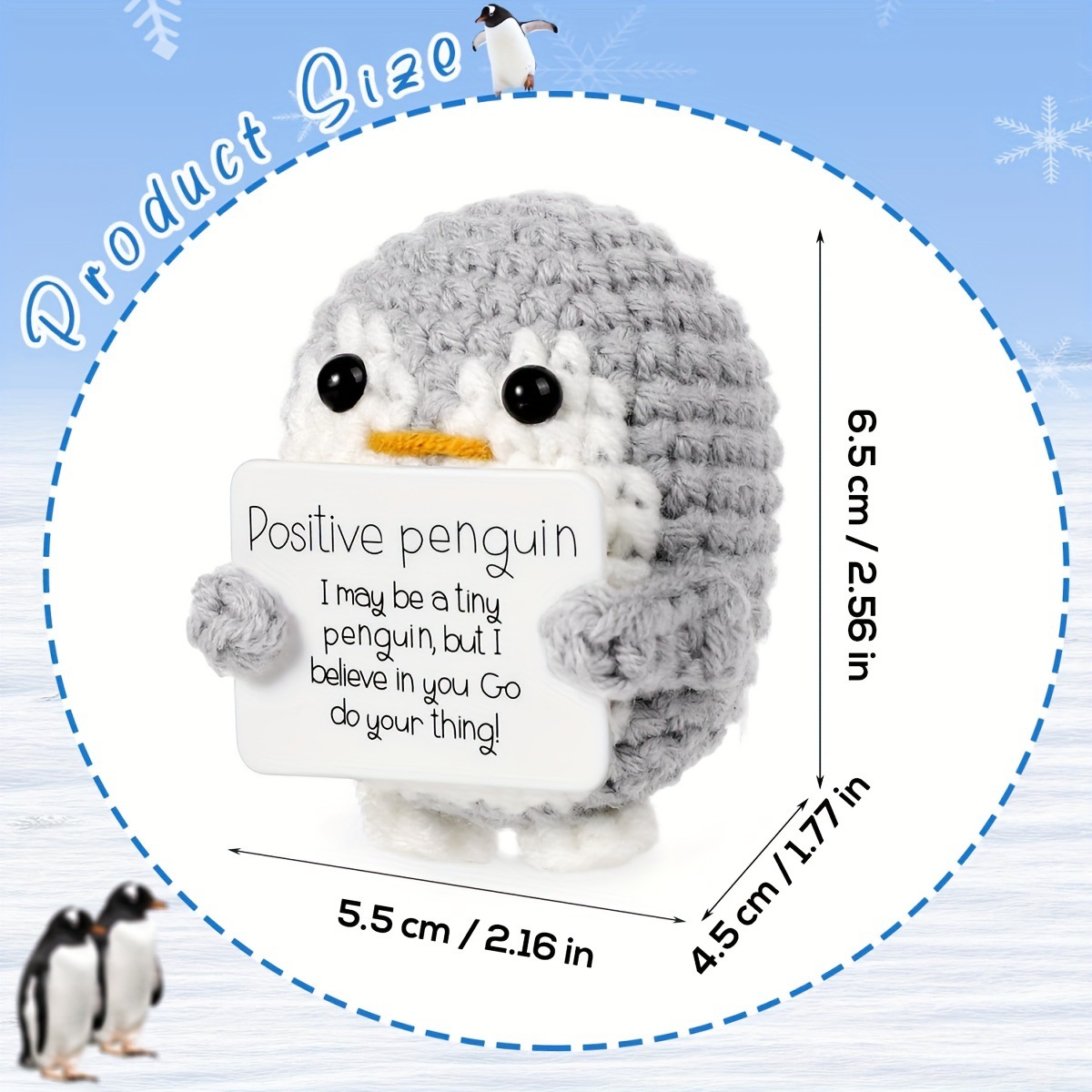 💖Handmade Crochet Positive Penguin🎁Emotional Support Gift