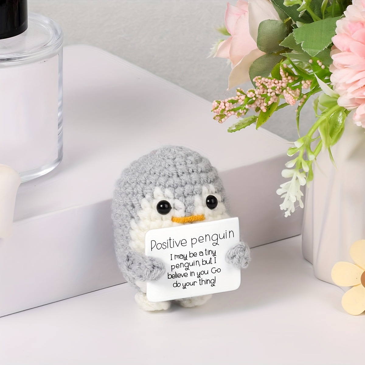 💖Handmade Crochet Positive Penguin🎁Emotional Support Gift