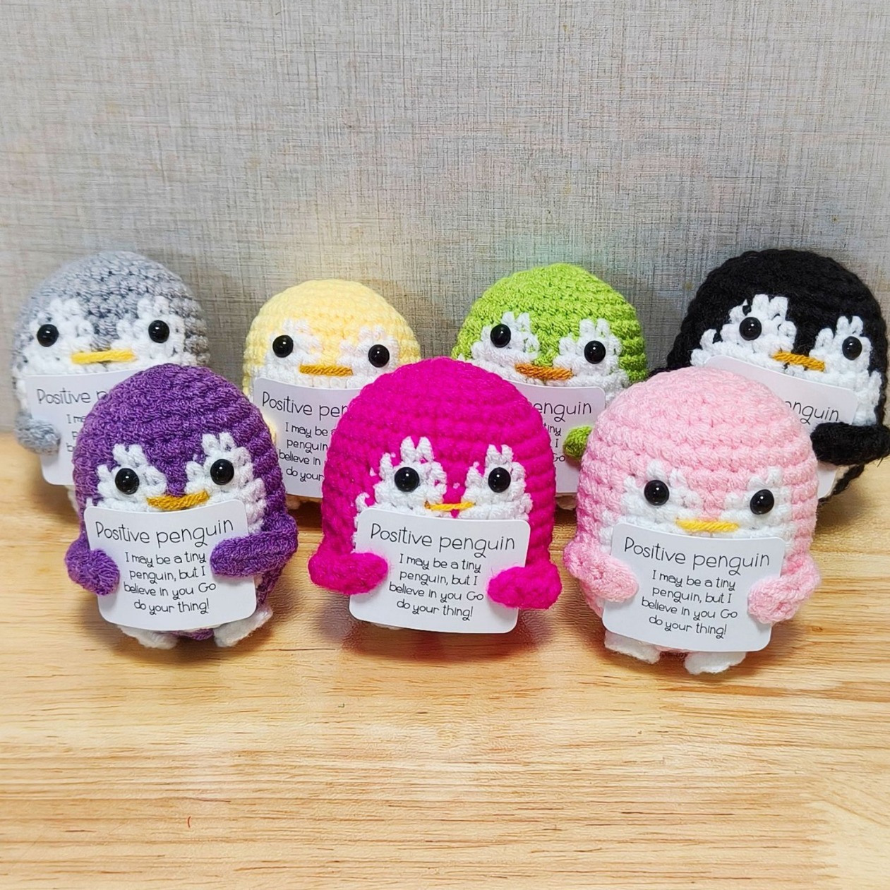 💖Handmade Crochet Positive Penguin🎁Emotional Support Gift
