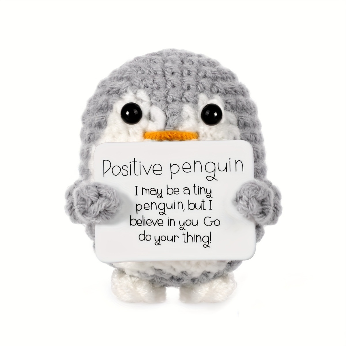 💖Handmade Crochet Positive Penguin🎁Emotional Support Gift