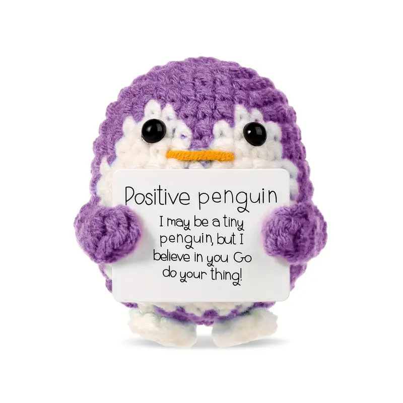 💖Handmade Crochet Positive Penguin🎁Emotional Support Gift