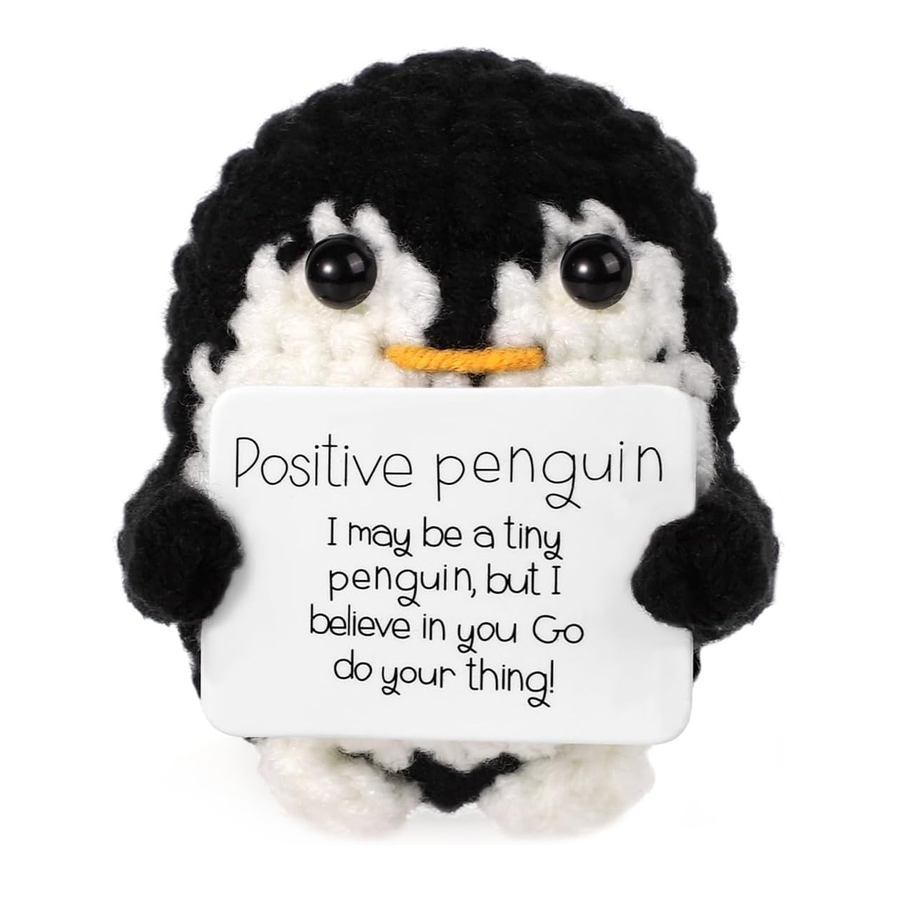 💖Handmade Crochet Positive Penguin🎁Emotional Support Gift