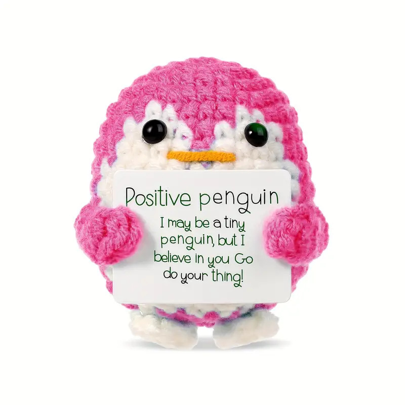 💖Handmade Crochet Positive Penguin🎁Emotional Support Gift