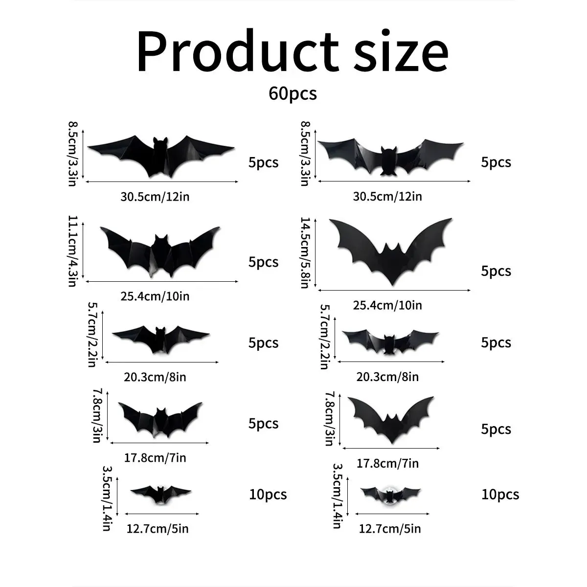 Halloween Decor Set - 3D Glowing Bat