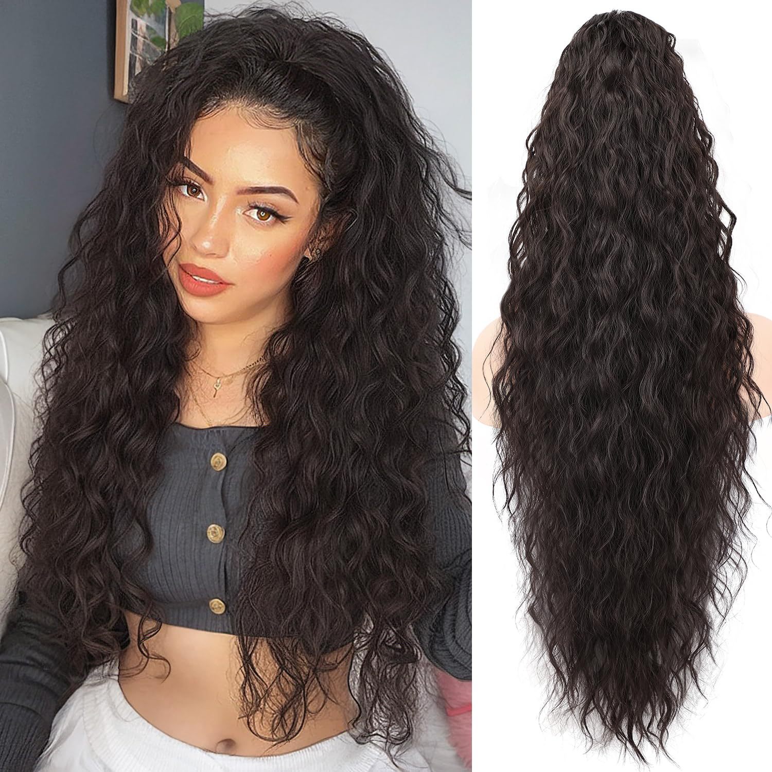 💜 LAST DAY PROMOTION - 50% OFF💜26In Curly Wavy Frizzy Hair Extension