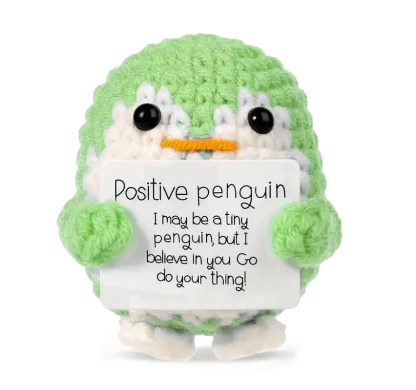 💖Handmade Crochet Positive Penguin🎁Emotional Support Gift