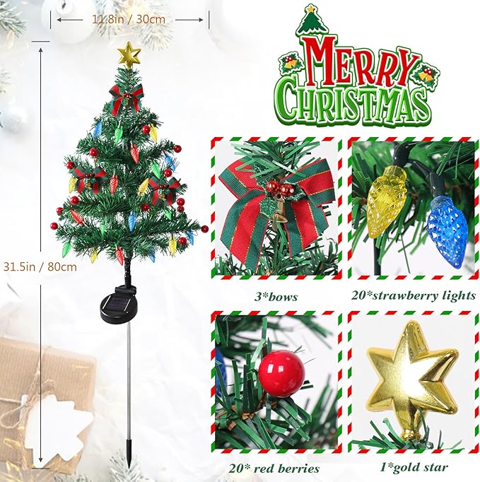 🎄 Solar Christmas Tree Light – Add Holiday Magic to Your Outdoors✨