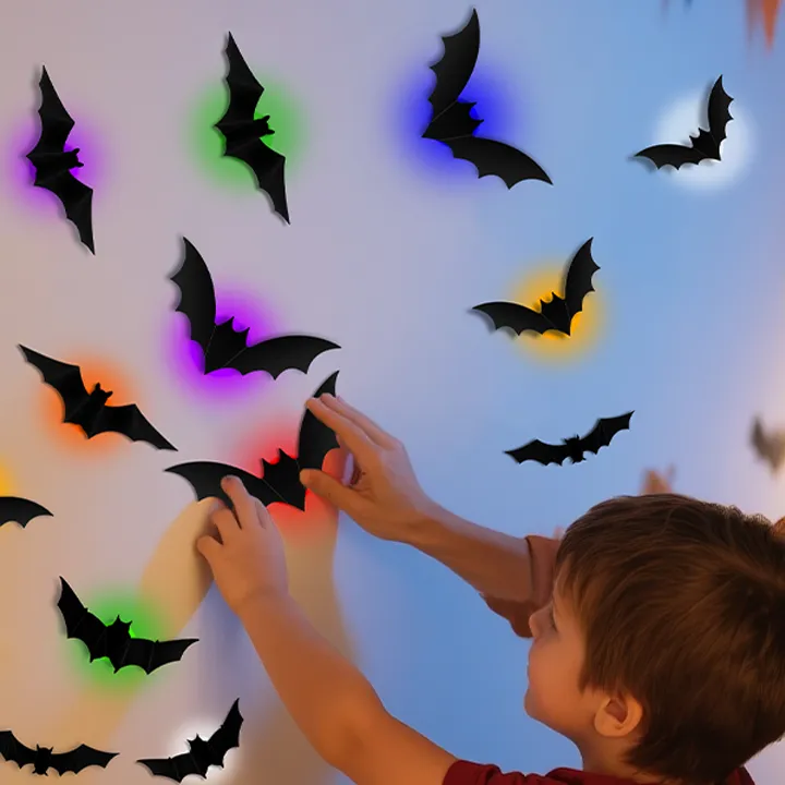 Halloween Decor Set - 3D Glowing Bat