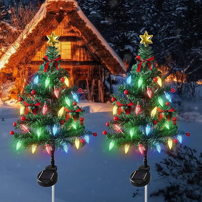 🎄 Solar Christmas Tree Light – Add Holiday Magic to Your Outdoors✨