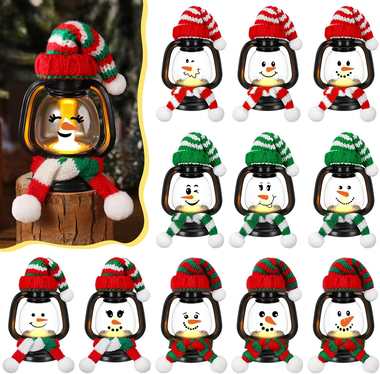 🎄$9.98 On Sale Only Today⛄ Snowman Lantern with Hats and Scarves