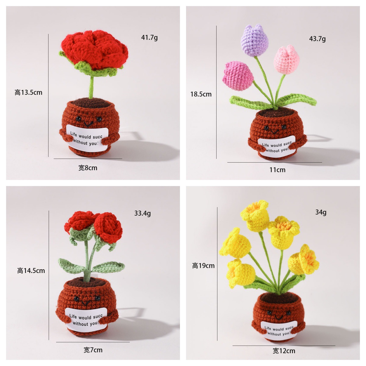 💖Handmade Crochet Positive Bonsai Rose