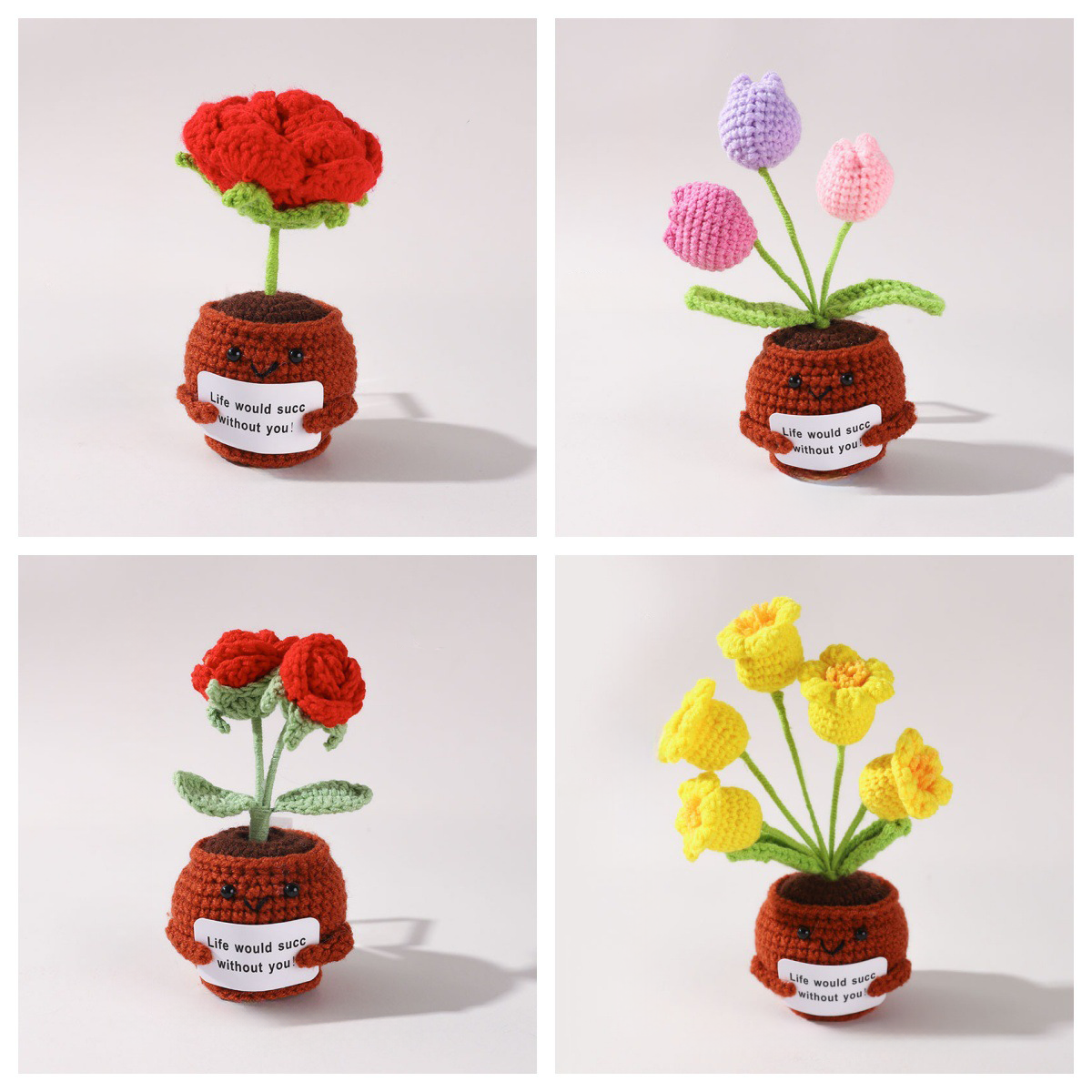 💖Handmade Crochet Positive Bonsai Rose