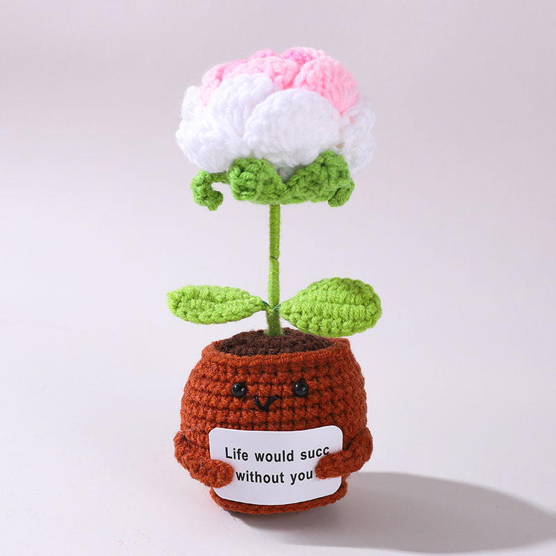 💖Handmade Crochet Positive Bonsai Rose