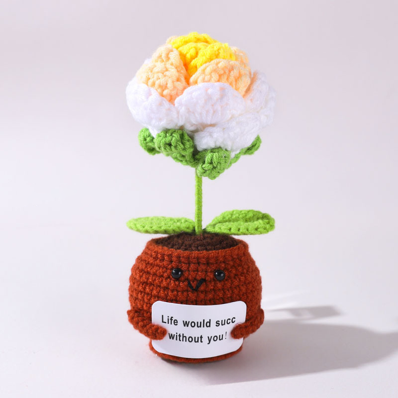 💖Handmade Crochet Positive Bonsai Rose