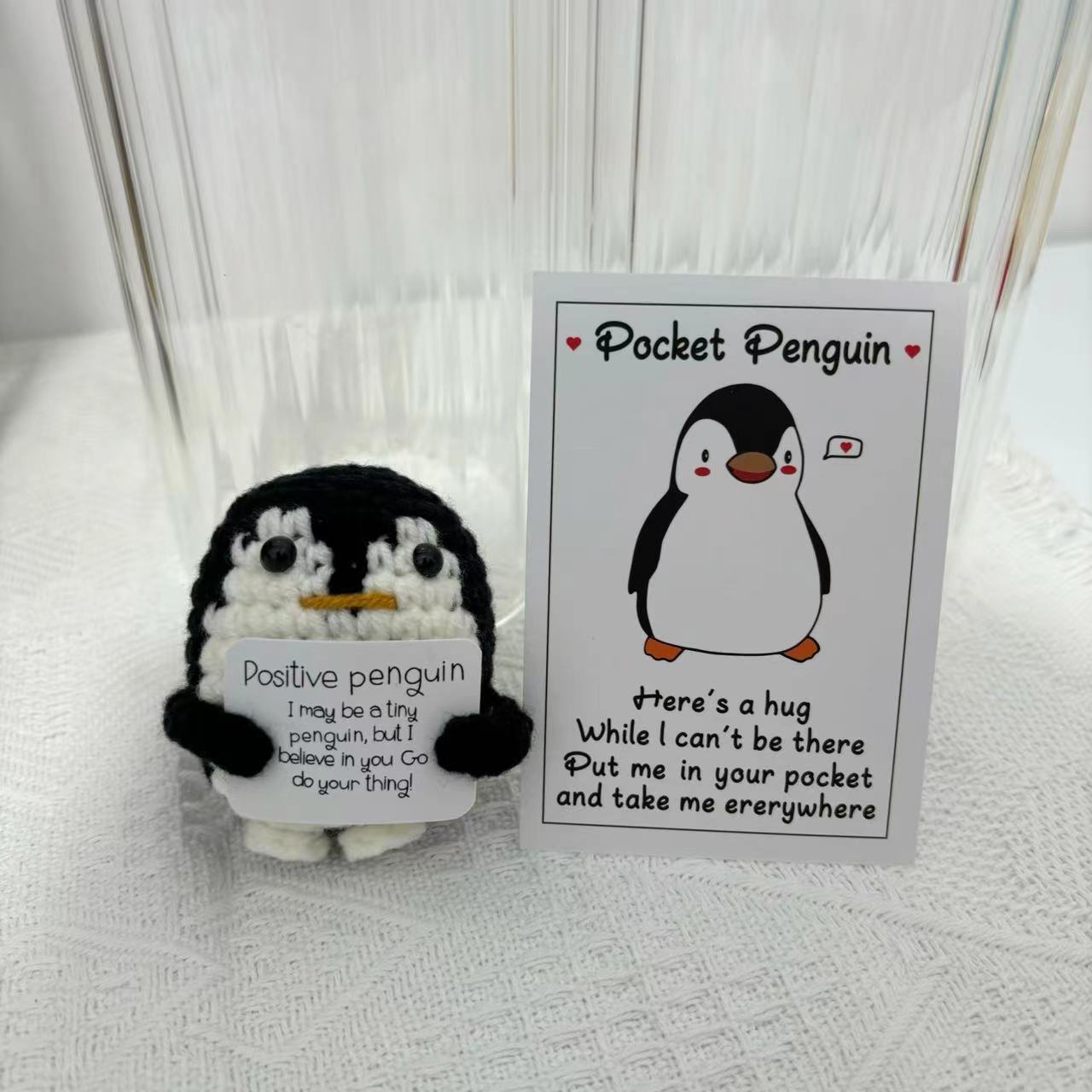 💖Handmade Crochet Positive Penguin🎁Emotional Support Gift
