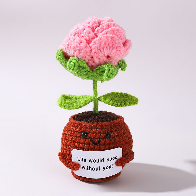 💖Handmade Crochet Positive Bonsai Rose