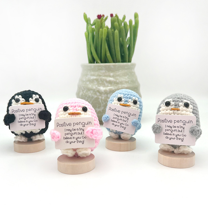 💖Handmade Crochet Positive Penguin🎁Emotional Support Gift