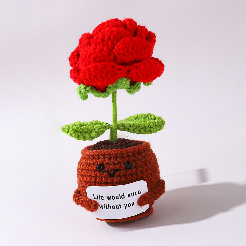 💖Handmade Crochet Positive Bonsai Rose