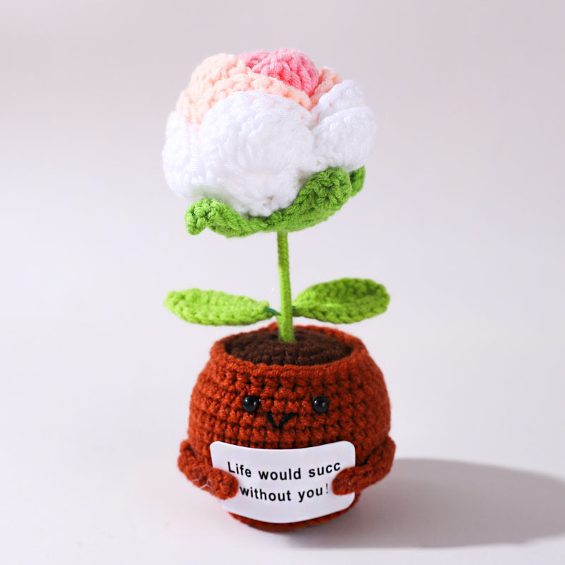 💖Handmade Crochet Positive Bonsai Rose