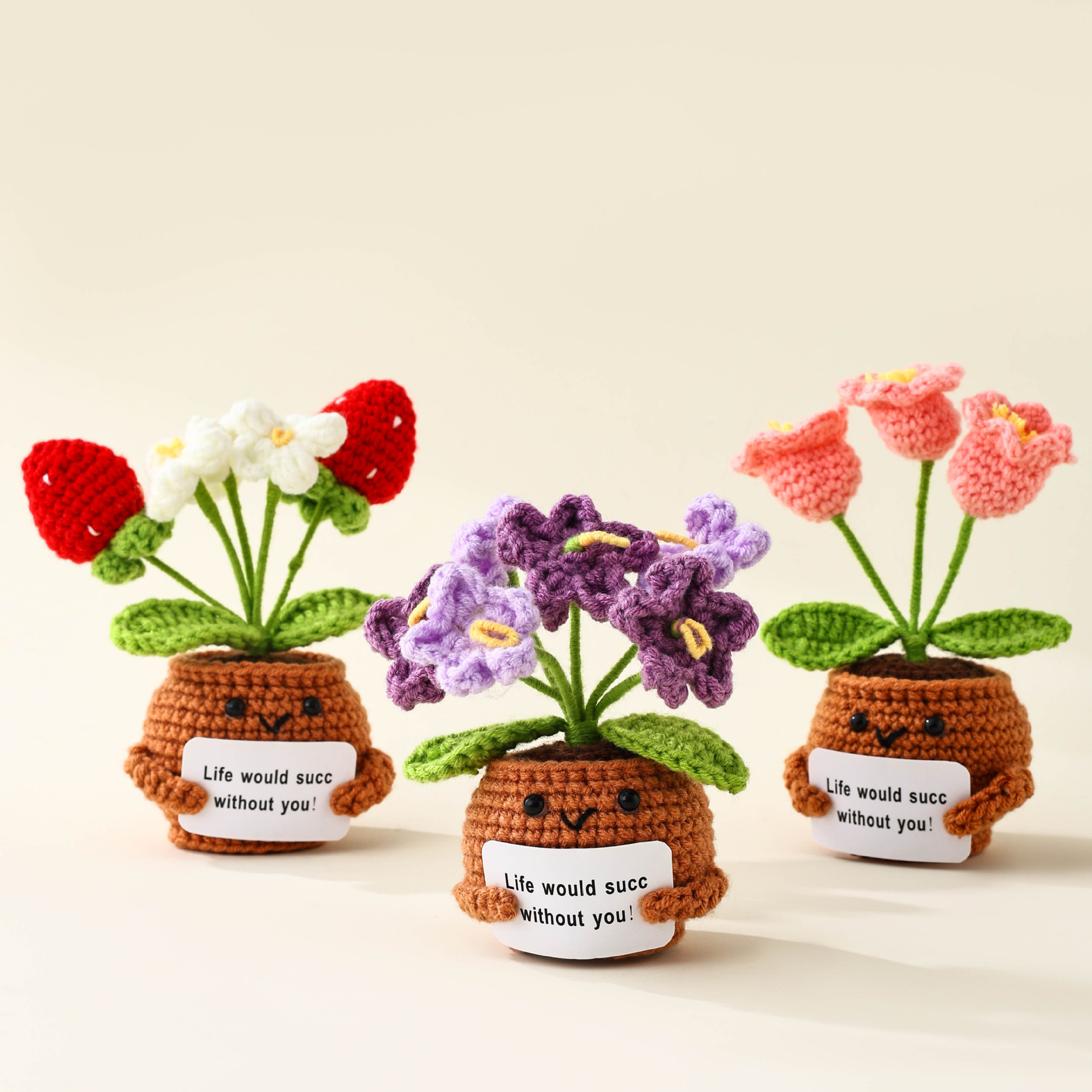 💖Handmade Crochet Positive Bonsai Forget-me-nots