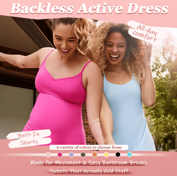 🎁Last Day 🔥The Ultimate Tummy Control Backless Active Dress -Made for Movement & Easy Bathroom Breaks