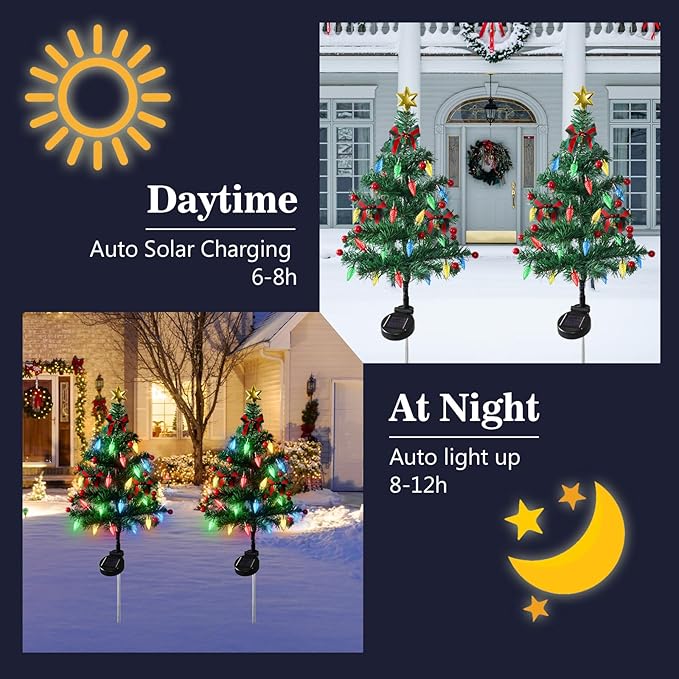 🎄 Solar Christmas Tree Light – Add Holiday Magic to Your Outdoors✨