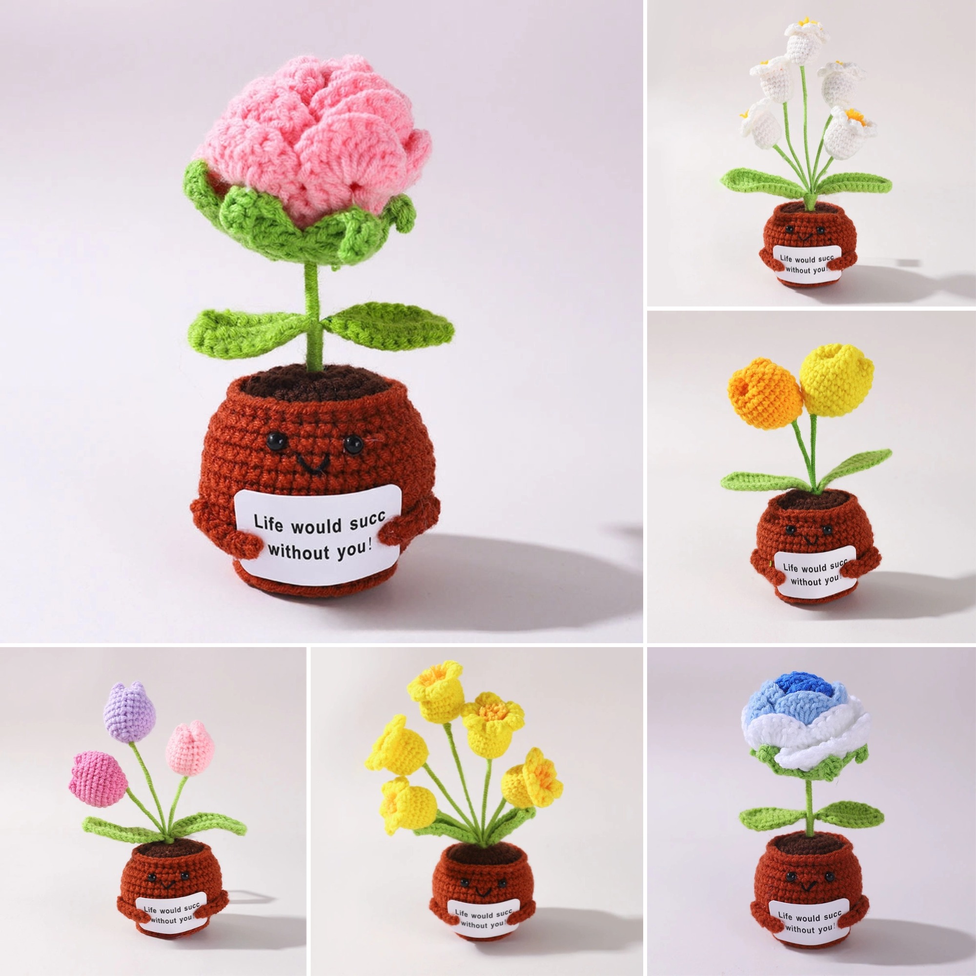 💖Handmade Crochet Positive Bonsai Rose