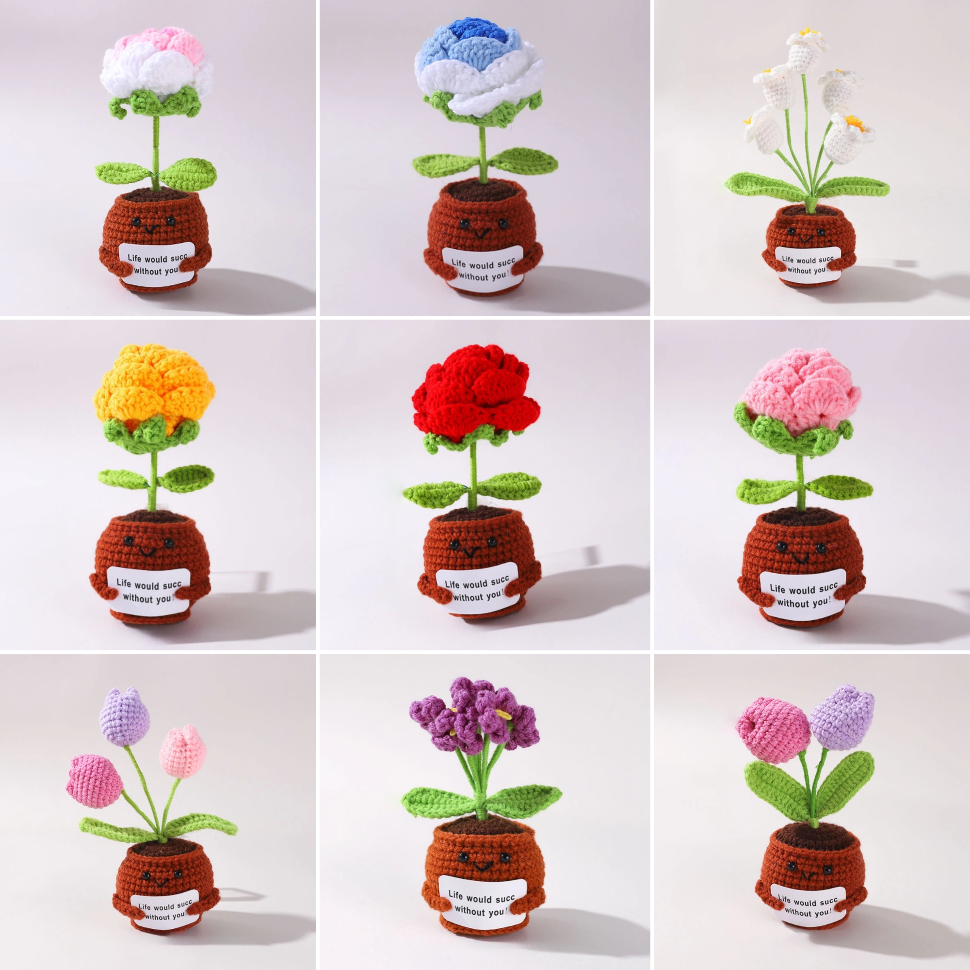 💖Handmade Crochet Positive Bonsai Rose