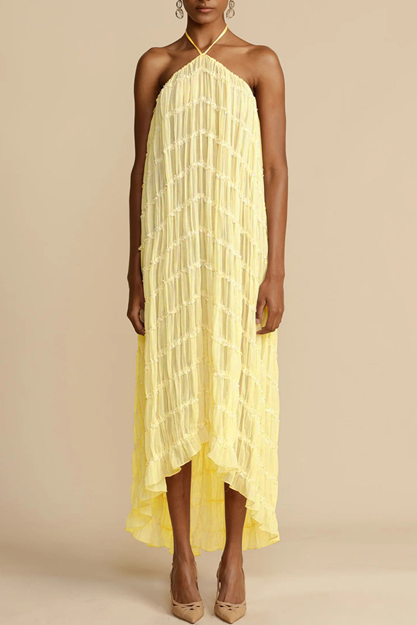 Versatility and Vintage Charm Pleated Drawstring Waist Tiered Maxi Skirt