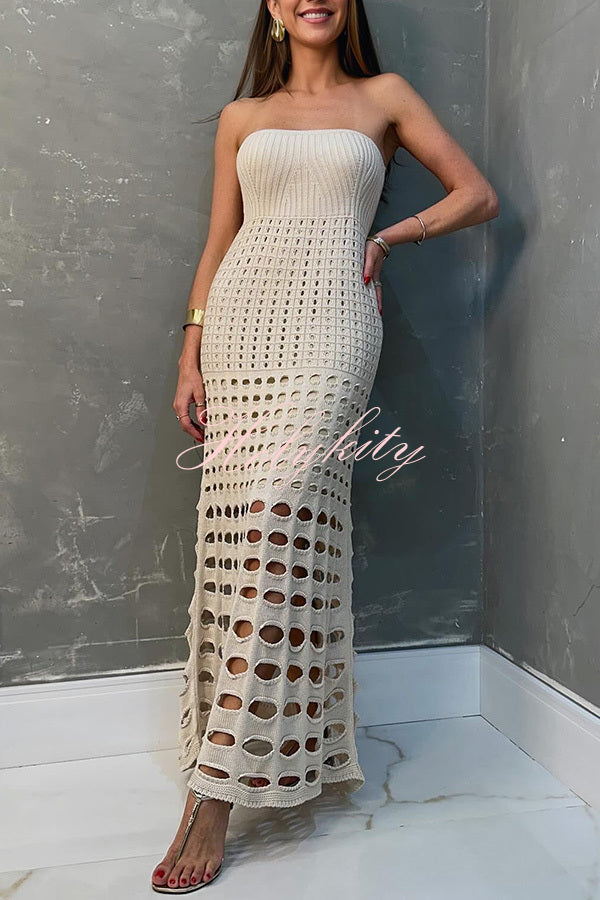 Rustic Patchwork Cutout Off Shoulder Maxi Dress