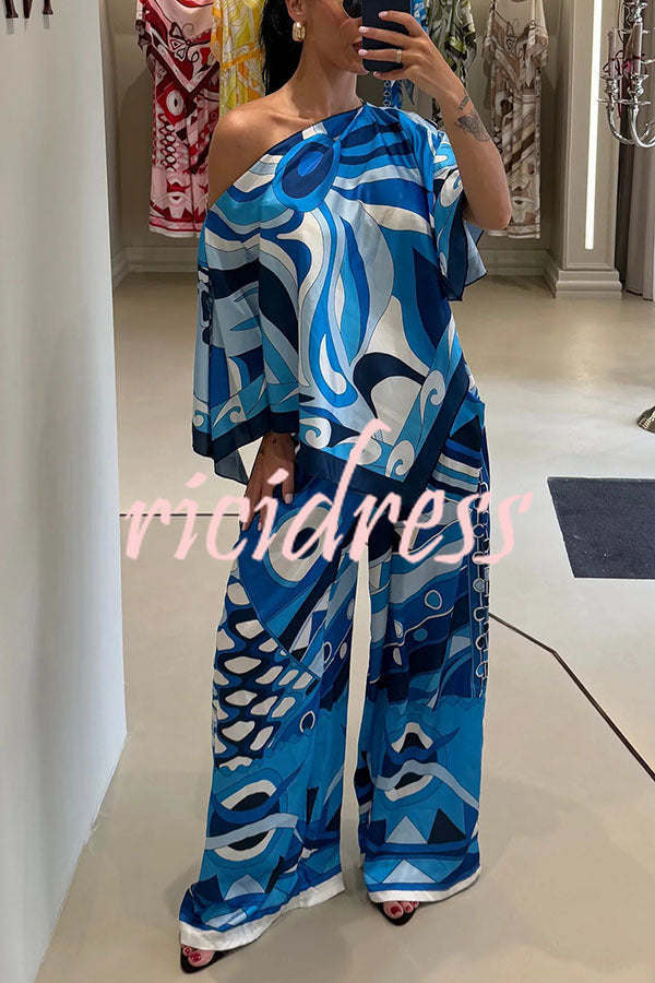 Funny Poker Summer Satin Unique Print Button Down Oversized Blouse