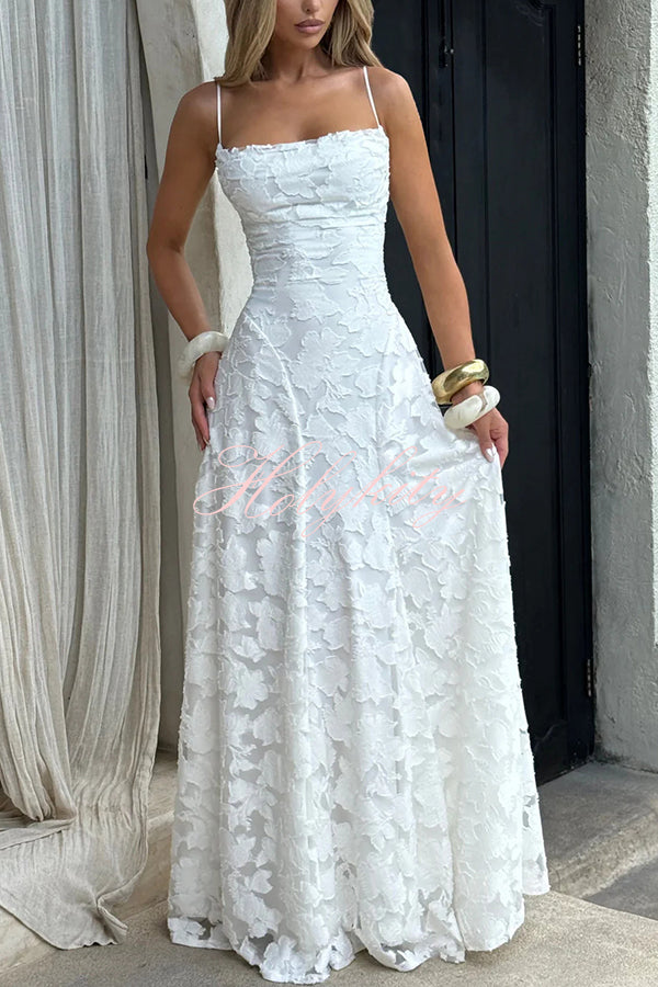 Francis Floral Burnout Jersey Fabric Cowl Neck Back Lace-up Maxi Dress