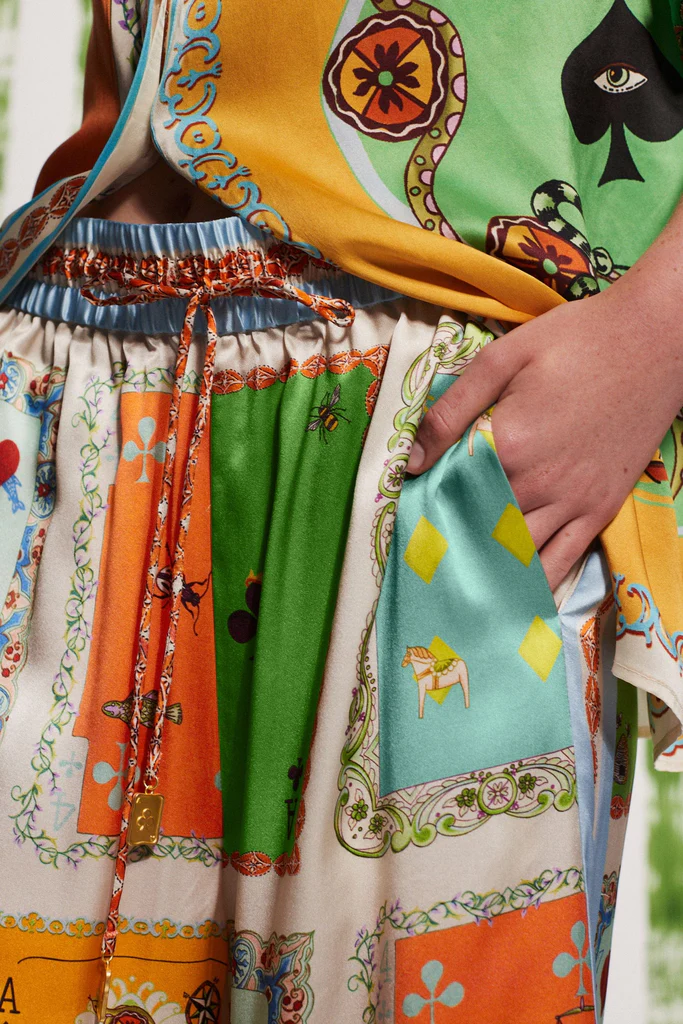 Funny Poker Summer Satin Unique Print Button Down Oversized Blouse