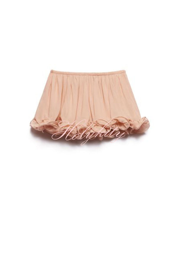 Romantic Drama Chiffon Wavy Ruffles Elastic Waist Loose Skirts