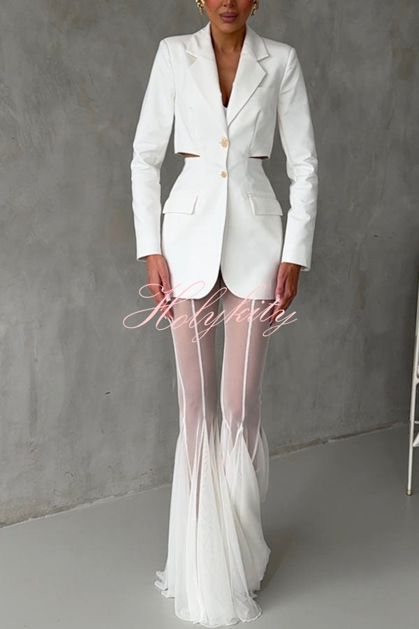 Deep Chic Mesh High Rise Elastic Waist Fishtail Stretch Pants