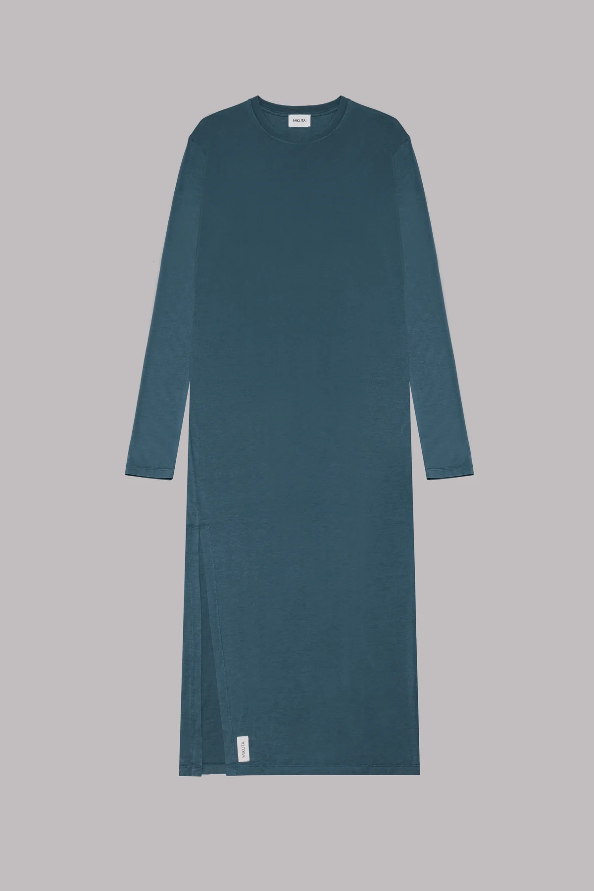 The Bedisse Cotton Blend Long Sleeve Relaxed Slit Midi Dress