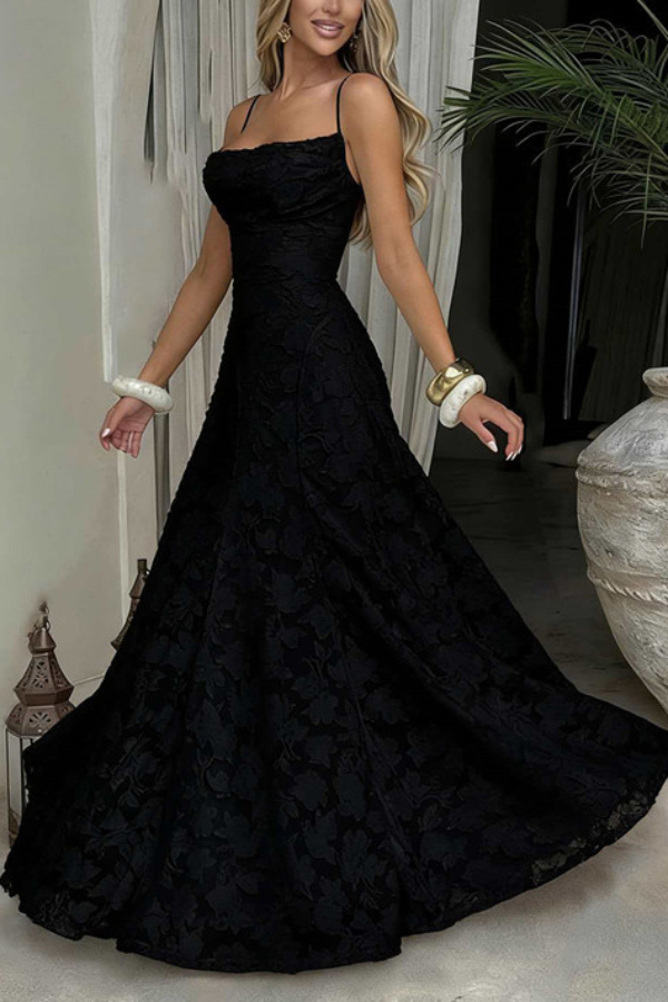 Francis Floral Burnout Jersey Fabric Cowl Neck Back Lace-up Maxi Dress