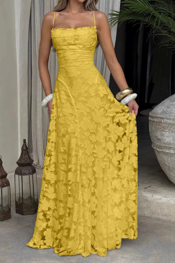 Francis Floral Burnout Jersey Fabric Cowl Neck Back Lace-up Maxi Dress