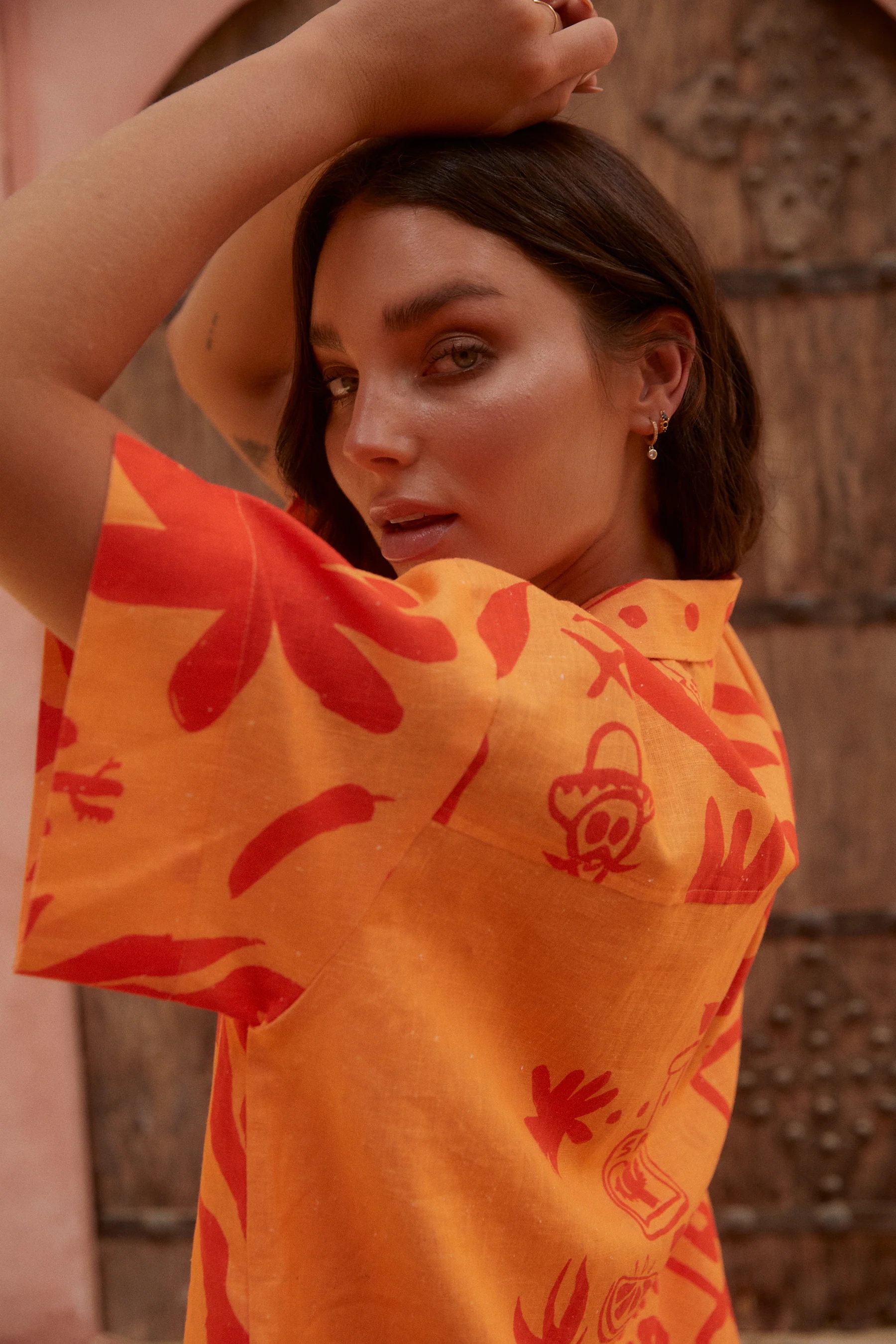 Altos Unique Printed Pocket Shirt and Elastic Waist Shorts Set