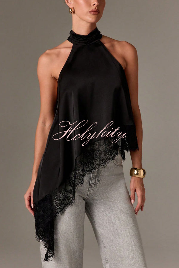 Mirina Hollow Crochet Knit Pearl Trim Heart Collar Crop Vacation Tank