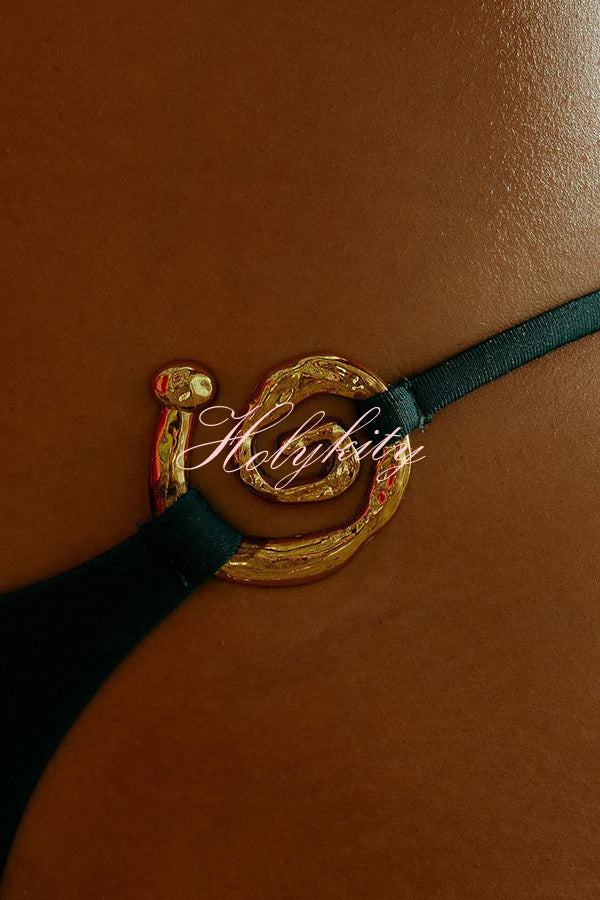 Sexy Halterneck Lace-up Metallic Stretch Two-piece Bikini Swimsuit