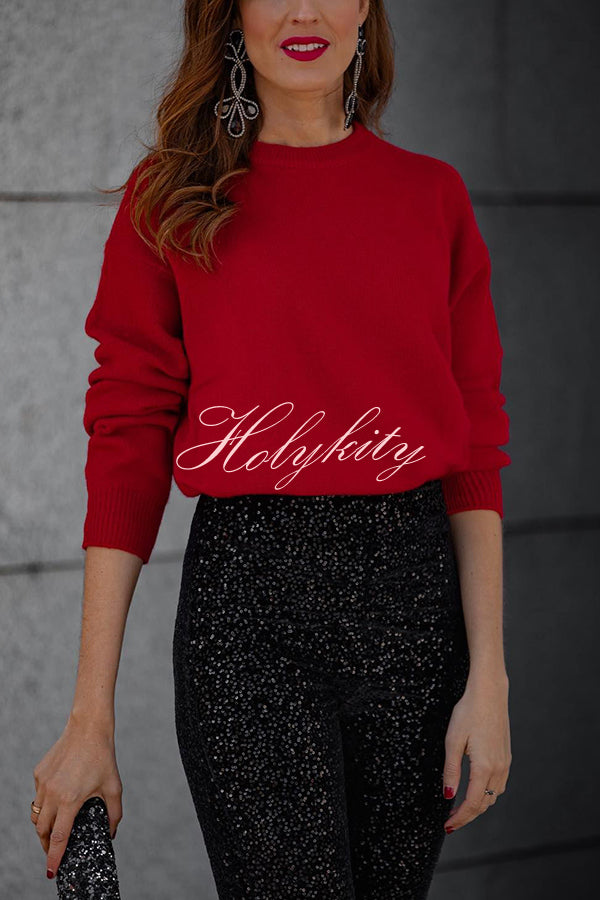 Diva Sequin High Rise Elastic Waist Flare Pants