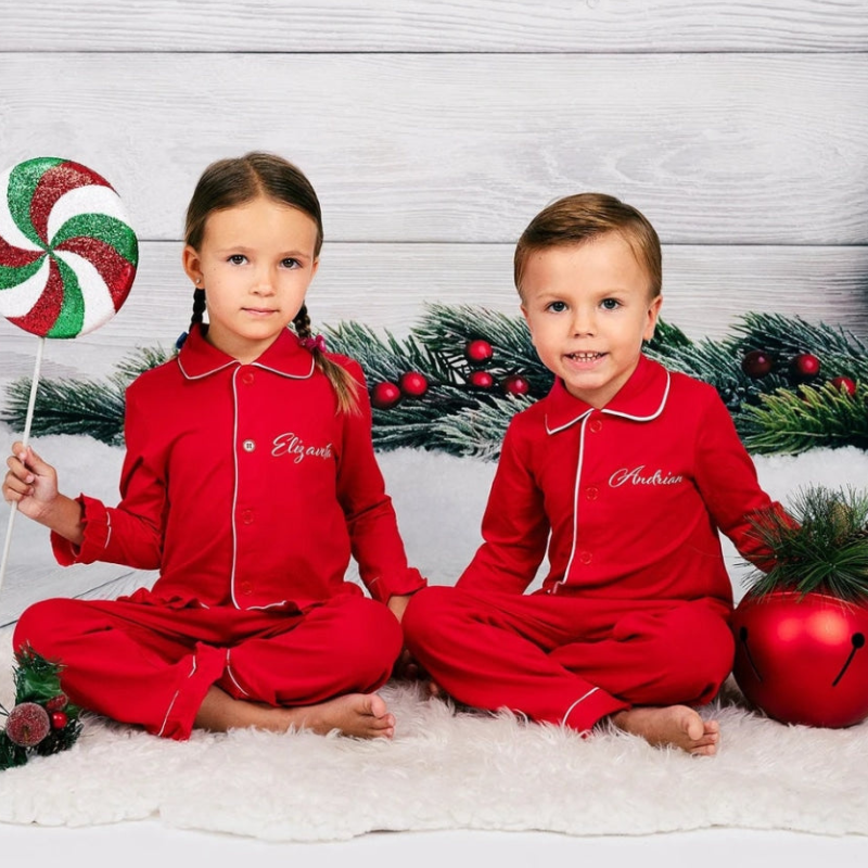 Personalized Kids Monogrammed Name Christmas Pajamas| Cloth193
