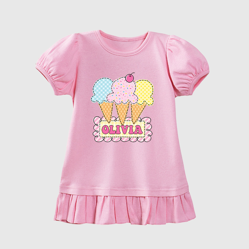 Personalized Girls Short Sleeve Ruffle Shirt| Cloth142